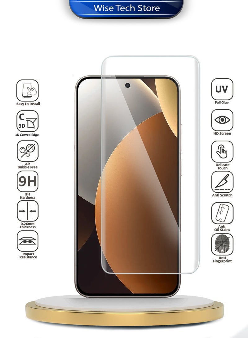 Wtech Xiaomi Redmi Note 15 Pro 5G 2025 Premium Curved Edges UV Full Glue Full Cover Tempered Glass Screen Protector (MSGUCN) - Clear - Image 2